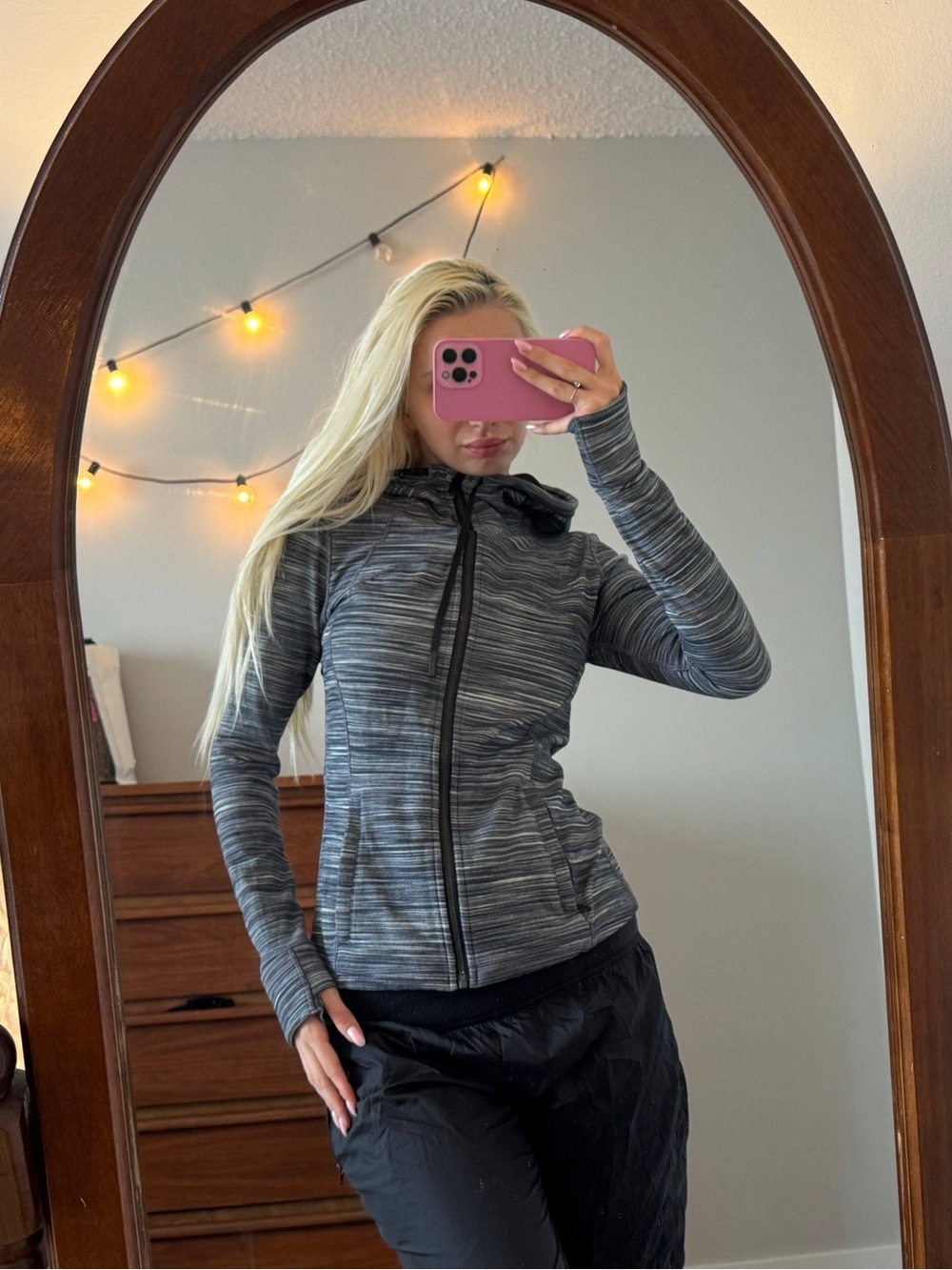 lululemon athletica Gray Striped Full-Zip Hooded Jacket